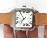 Replica Cartier Santos  Brown Leather Band Quartz Watch